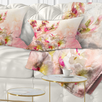 Pink Bouquet of Flowers - Floral Printed Throw Pillow