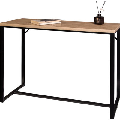 Console Modern Coastal American, en bois naturel et métal noir, L 39 po, idéale pour ajouter de la chaleur au couloir