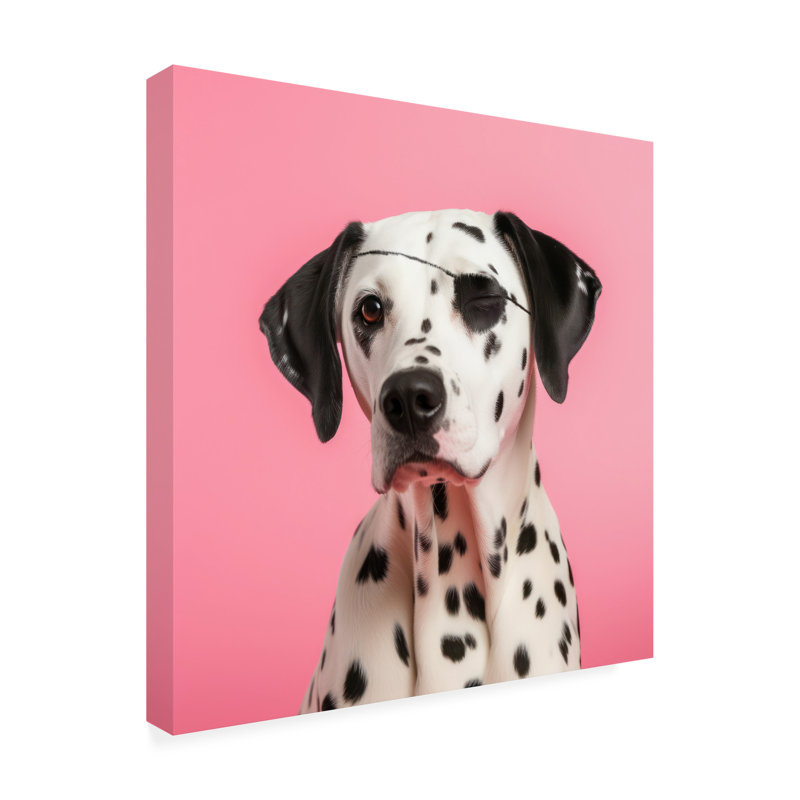 Chien pirate sur toile, H 14 po x l 14 po x P 2 po
