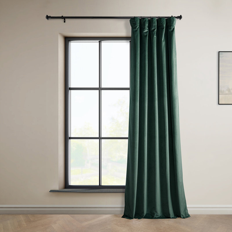 Matra Room Darkening Rod Pocket Single Curtain Panel, Forestry Green, 100" W x 84" L