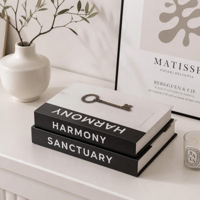 Decorative Book Storage Box Set, Faux Linen Book Boxes with Hidden Storage for Coffee Tables and Bookshelves (Set of 2)