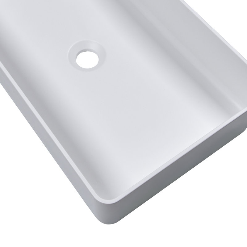 RBROHANT 13.98'' White Acrylic Rectangular Bathroom Sink