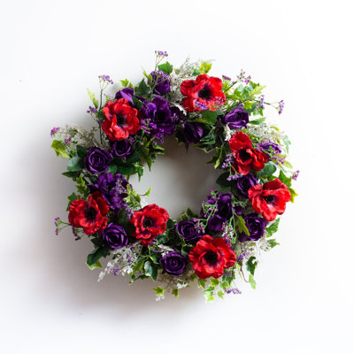 Faux Rose and Poppy Silk Wreath