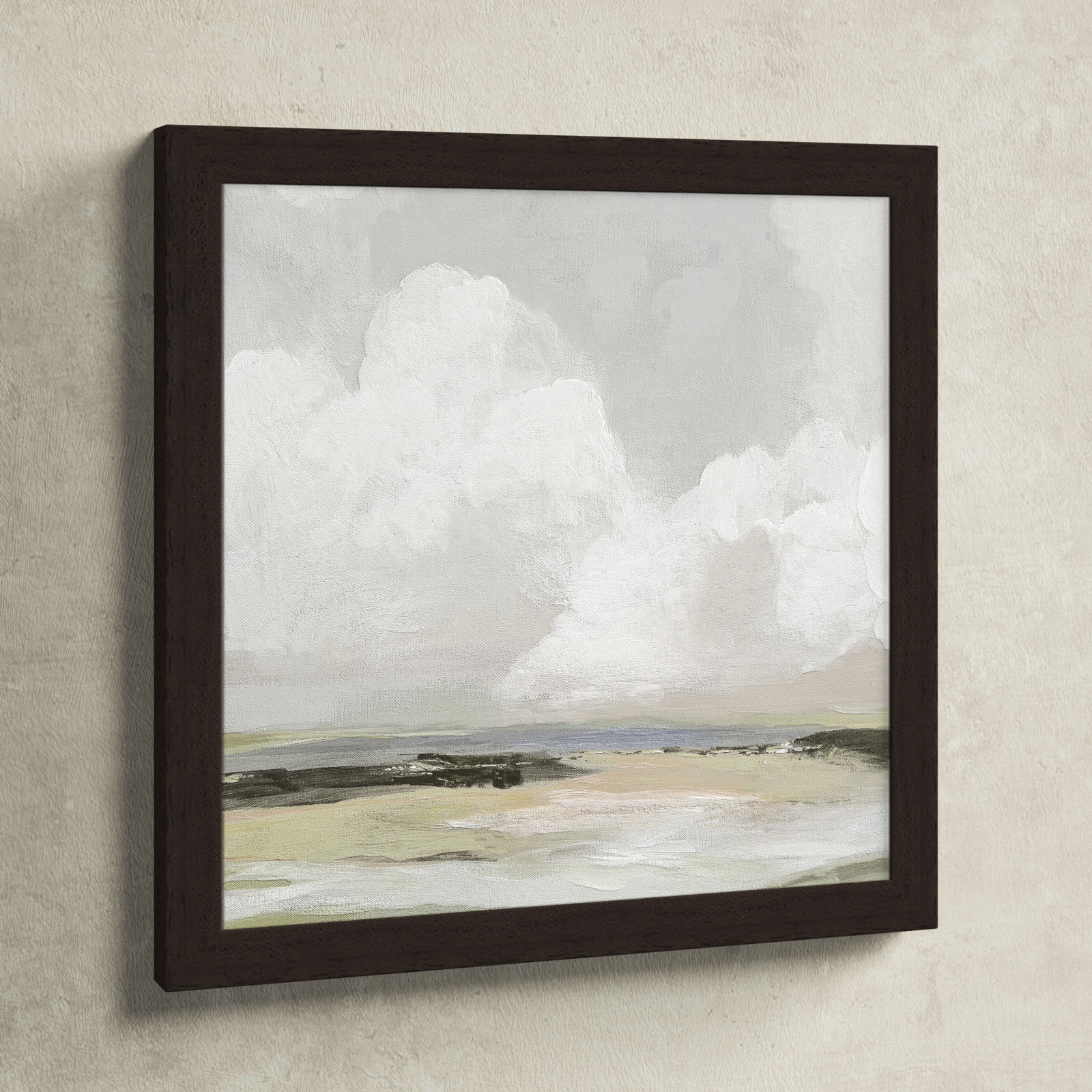 Weatherhill "Soft Clouds" Painting, 18" H x 18" W x 1.12" D, Walnut Framed