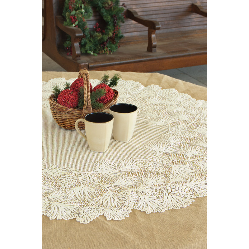 Champlain Floral Round Table Topper, Ecru
