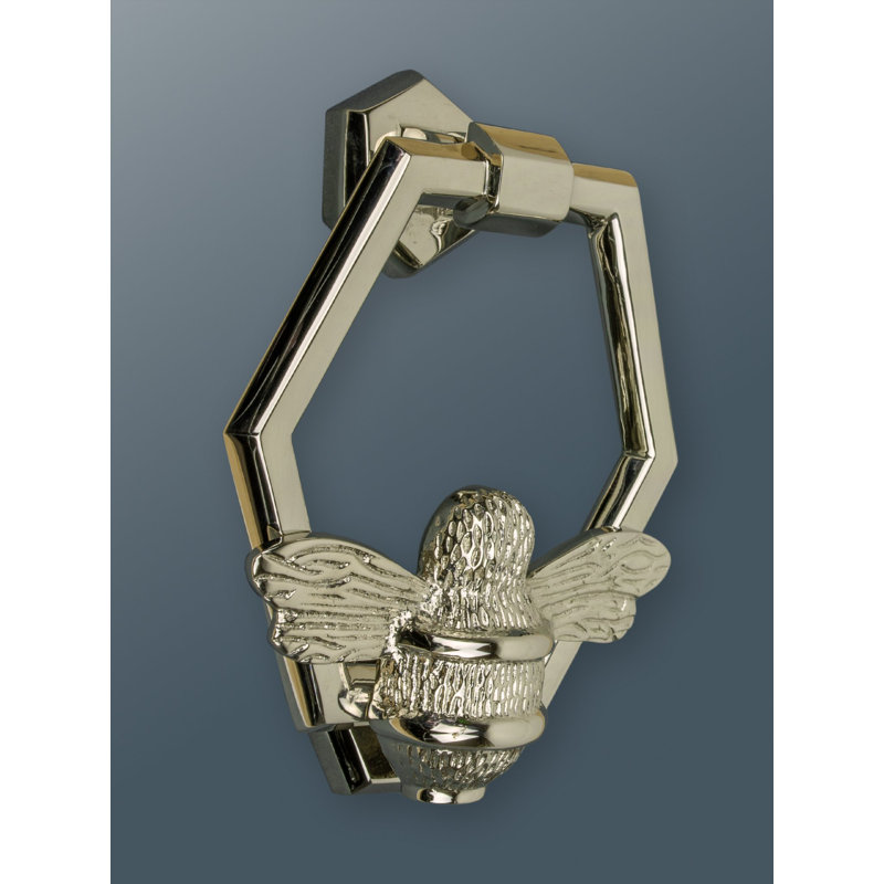 Jeannine Black Hexagon Bee Door Knocker, Nickel