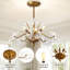 Lustre convertible 3 lumières rétro avec abat-jour en verre floral, plafonnier à hauteur réglable-679406486