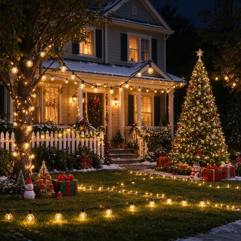 Guirlande de lumières d'extérieur avec télécommande, ampoules à DEL incassables, lumières de patio suspendues à intensité variable pour terrasse de jardin, terrasse, balcon, porche, décor de café