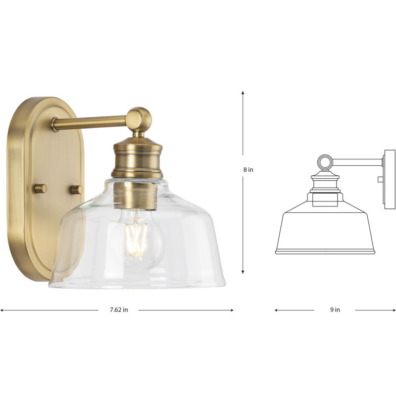Éclairage pour meuble-lavabo 36 po Leo, Laiton rétro, Une lumière
