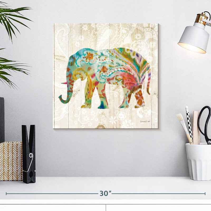Éléphant Bramho Boho Paisley II, H 16 po x l 16 po