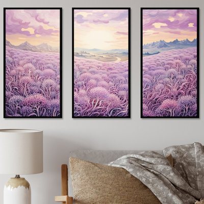 «Magical Lilac Flowers Field», ensemble de reproductions d'art mural