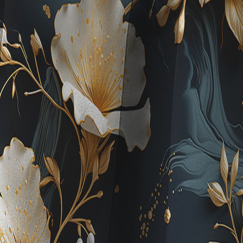 Rideau occultant en marbre Gilded White Floral, L 52 po x L 108 po