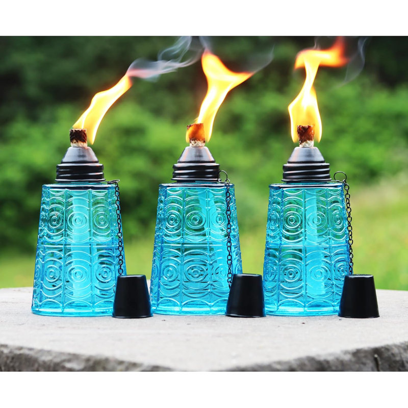 Citronella Oil Table Top Tiki Torches for Outdoor Patio, Blue