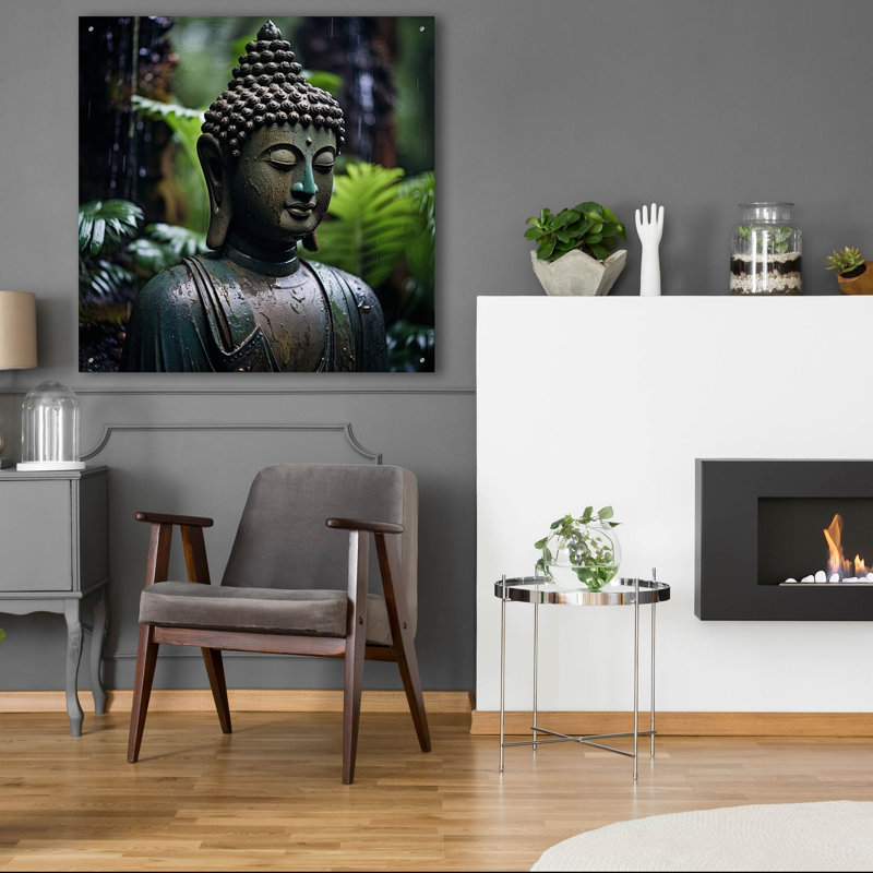 «Buddha 2» par Cameron Gray, art mural en verre acrylique, H 36 po x l 36 po x P 0,2 po