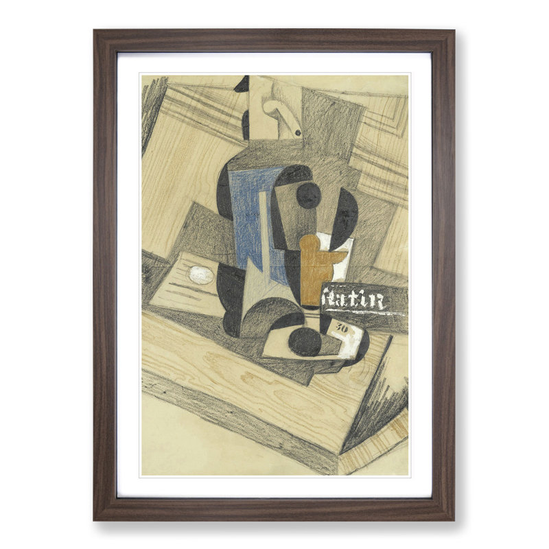 Siphon and Glass by Juan Gris - Framed Print, 65cm H x 48cm W x 2cm D, Walnut Framed