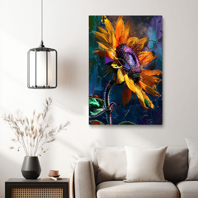 «Vibrant Abstract», impression sur toile de tournesol déformée et texturée - Urban Studio