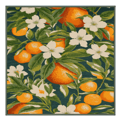 Machine Washable Botanical Green Area Rug