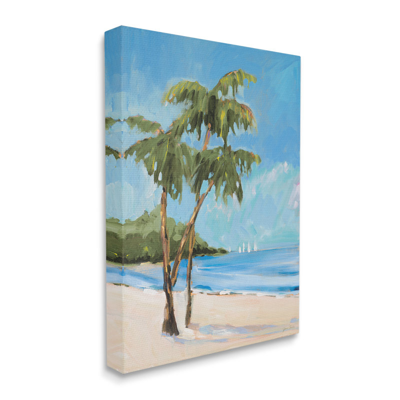 «Stupell Industries Palm Trees Beach Landscape», art mural sur toile par Jane Slivka, H 48 po x l 36 po x P 1,5 po