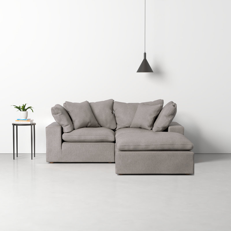 Tila L-Shaped Modular Polyester Sectional , Light Gray Performance