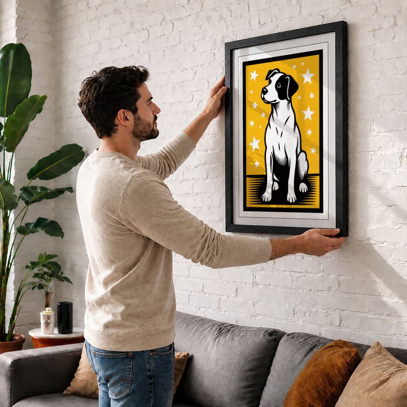 Celestial Companion Retro - Framed Print, A2 - 59.4 x 42.0 cm, Black