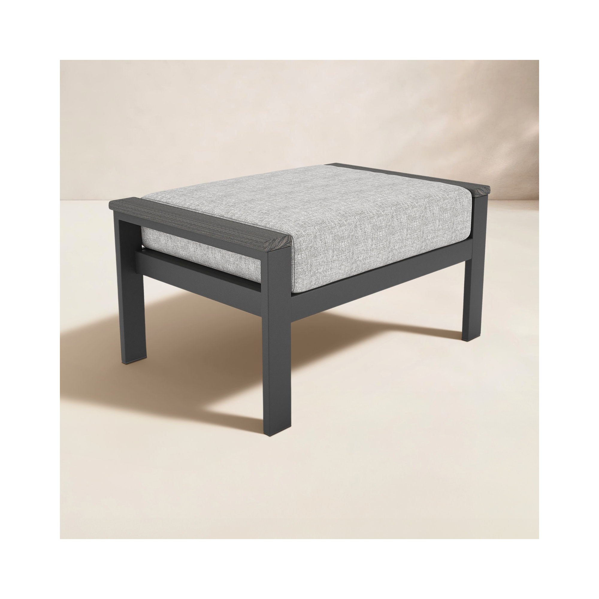Townsend Outdoor Ottoman with Sunbrella Cushions, Canvas Granite Sunbrella® Canvas