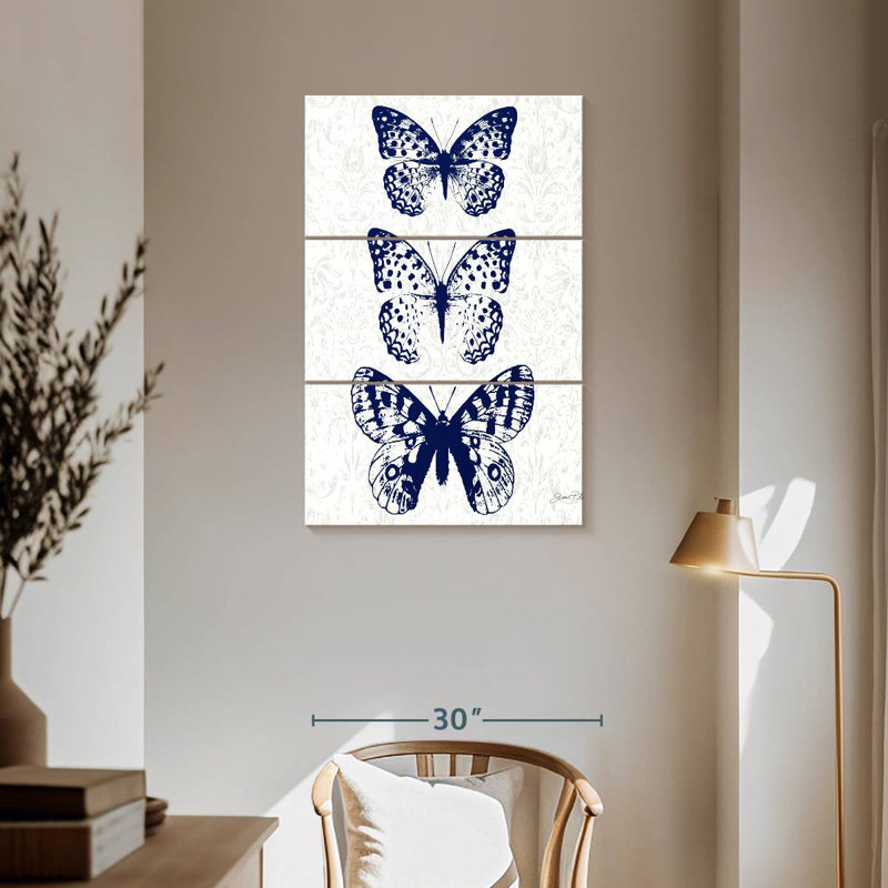 Indigo Butterfly Study, 57" H x 36" W