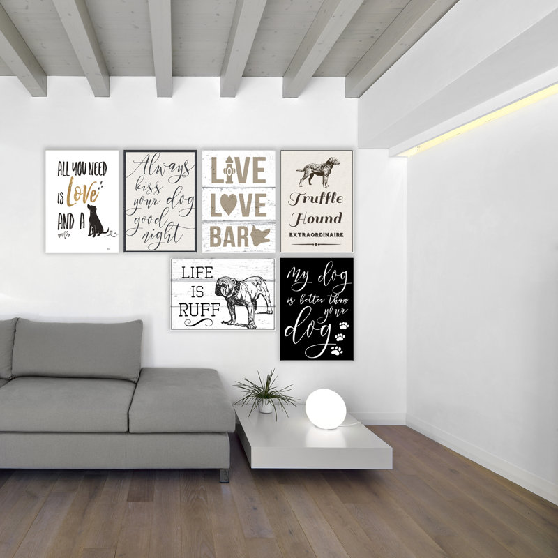 «Live Love Bark» par Daphne Polselli, reproduction d'art textuel sur toile, H 15 po x l 10 po x P 0,5 po, Plaque murale