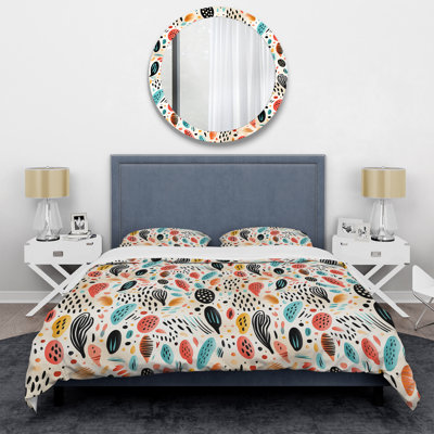 Motif d'animaux tribaux de couleur claire - ensemble de housse de couette géométrique - microfibre de polyester