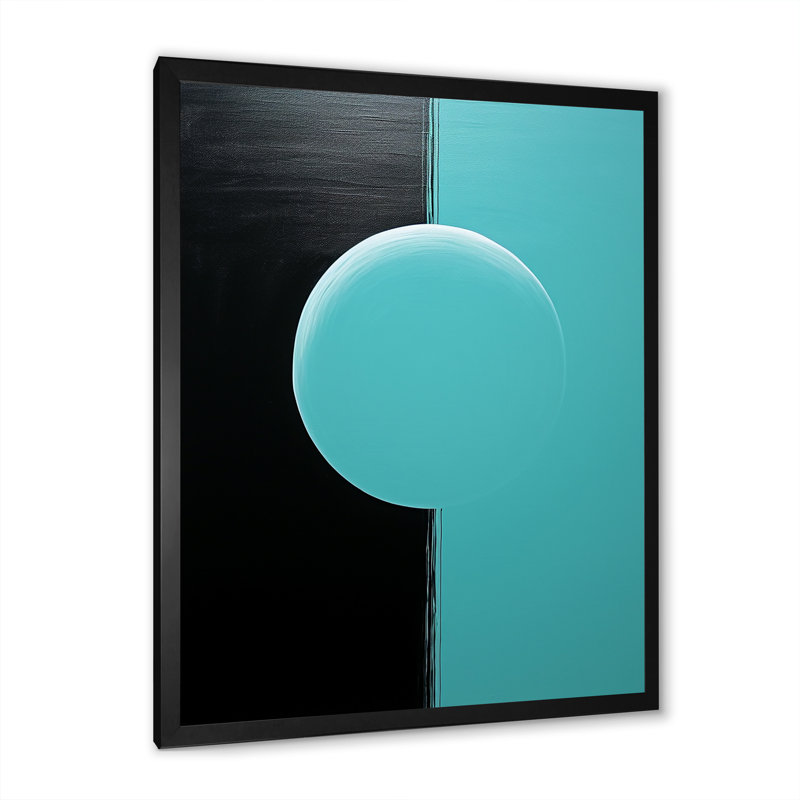 Décoration murale sarcelle lune tranquillité II - lune, Cadre photo noir simple, H 40 po x l 30 po x P 1,5 po