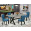 L'ensemble de mobilier de salle à manger 5 pièces comprend une table de salle à manger rectangulaire avec pieds en X et 4 chaises Parsons en tissu bleu, noir brossé-1067383238