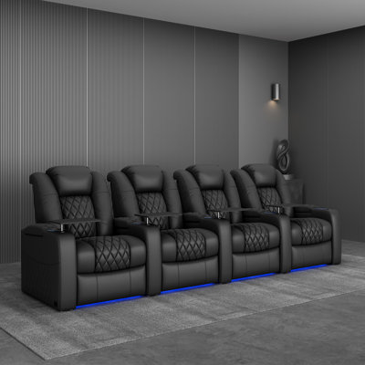 Power Zero Gravity Top Grain Leather Home Theater Recliner Seating