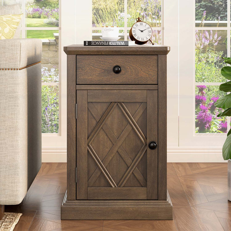 Table de bout de salon avec ports USB, rangement, pour plus de commodité, Brun antique
