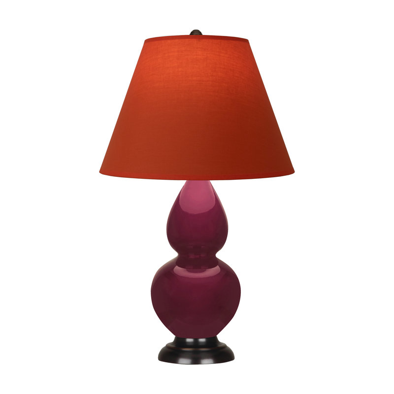 Petite lampe d'appoint à double gourde, Tanger / taupe, Bronze patiné foncé, Prune confite