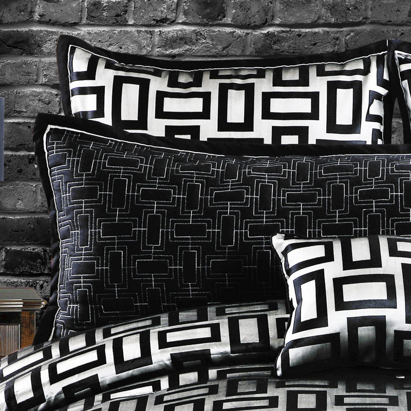 Kacy King Black and Silver Geometric Comforter Set