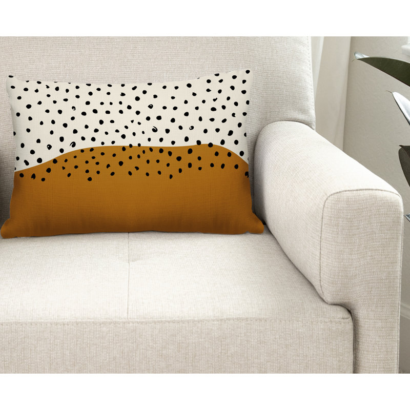 Coussin décoratif intérieur / extérieur en polyester filé Willow, Orange, blanc cassé, noir