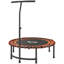 Mini Round Steel Frame Trampoline With 3-level Adjustable Handle, Foldable Indoor Outdoor Rebounder Trampoline For Adults And Kids, Orange