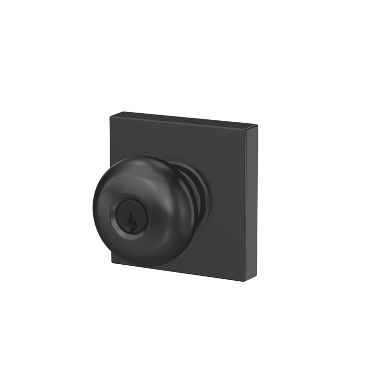 Plymouth Keyed Entry Knob with Collins Trim, Matte Black