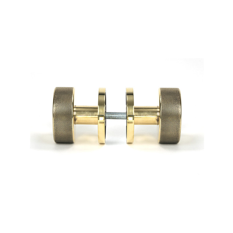 Brompton Interior Mortise Knobset, Aged Brass