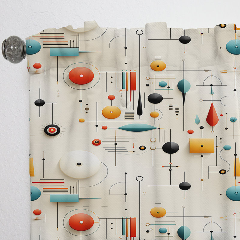 Mcm Graphic Artistry I - Rideau Mid-Century - Rideau géométrique obscurcissant - 1 panneau, L 52 po x L 63 po