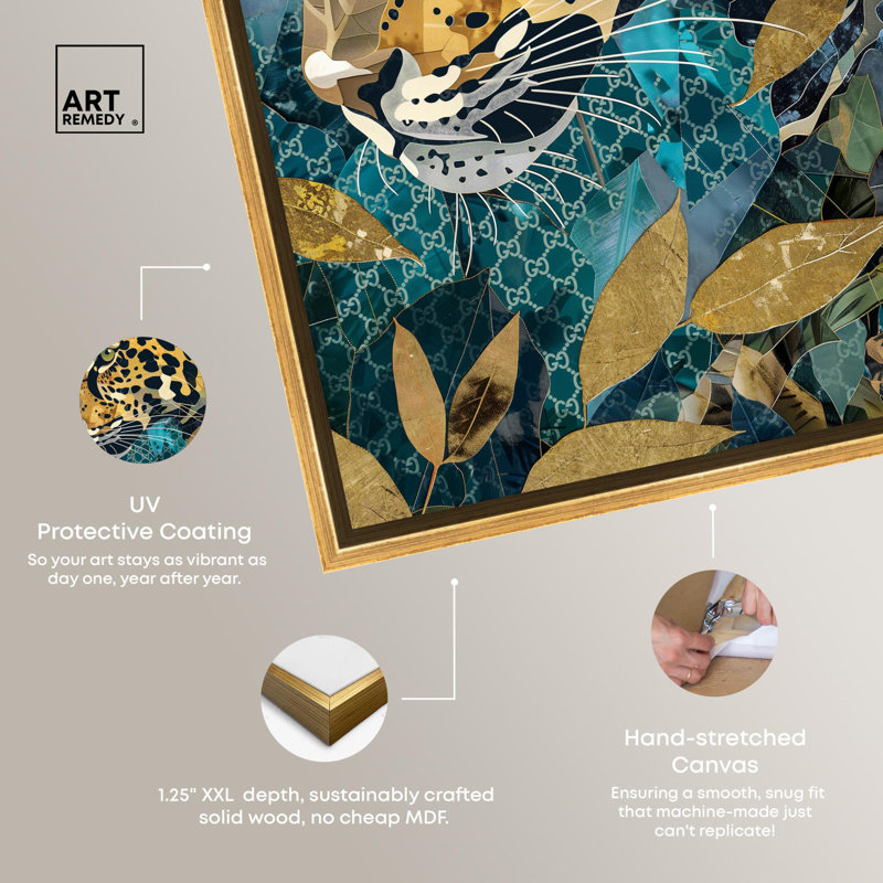 Enter Cheetah Canvas Miami Inspired Art with Gold Frame