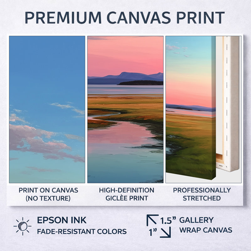«Summer Sunrise Meadows In Canada - Vancouver Large», art mural 2 pièces, H 32 po x l 48 po, Cadre flottant noir