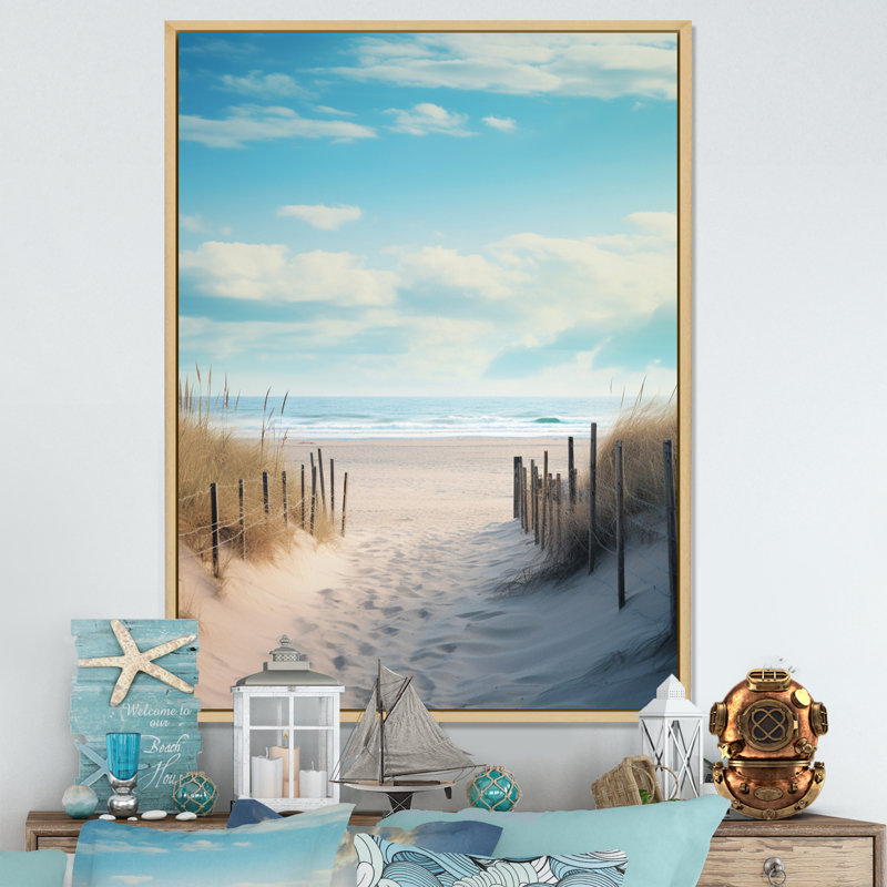 Cid Path to the Beach III - reproduction de cadre flottant sur toile, H 20 po x l 12 po x P 1 po, Naturel