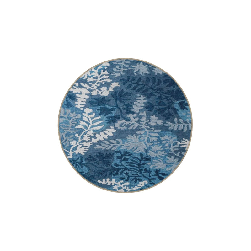 Decorative Washable Carpet With Ice Flower Pattern, Round 3'4"