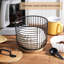Porte-filtre à café pour comptoir avec couvercle en bois Basket Panier de rangement rond en fil de café noir pour l'organisation du comptoir de cuisine Accessories Accessoires de bar à café