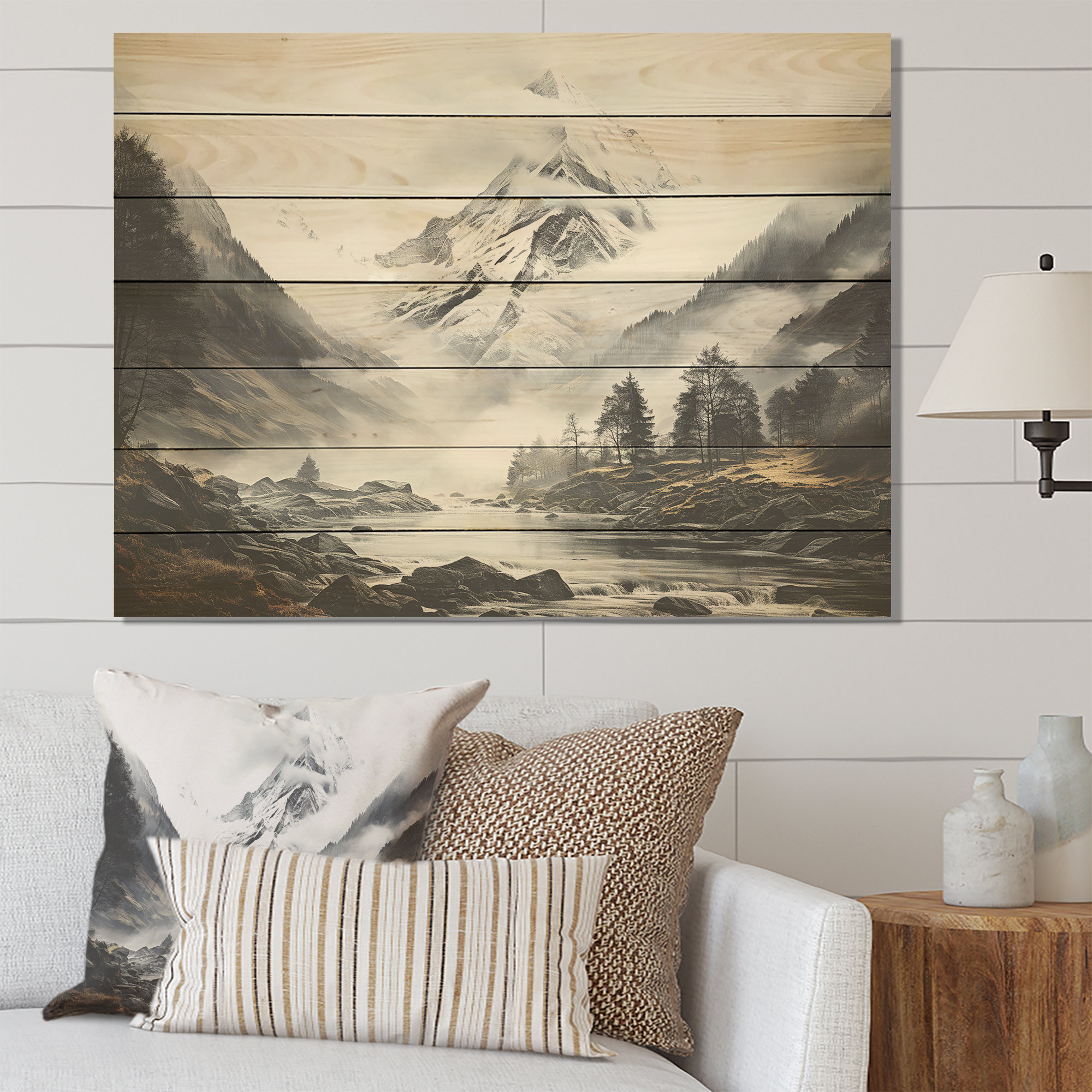 Millwood Pines Swiss Mountains Landscape Fog I - Landscape Mountains On ...