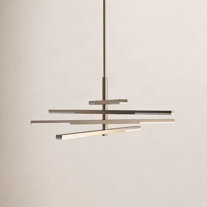 Stacked 8 - Light LED Chandelier, Brushed Brass