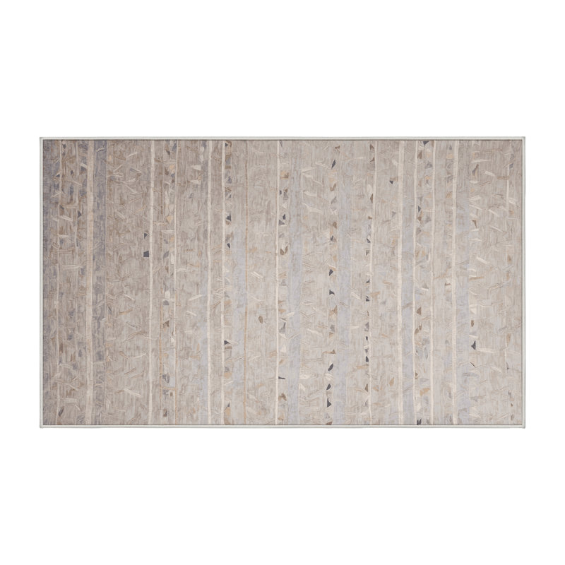 Machine Washable Beige Area Rug, Rectangle 7' x 10'
