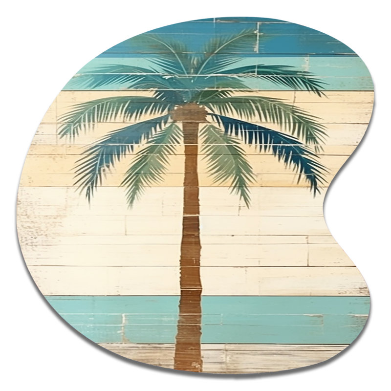 «Tropical Palm Tree In Faded Retro I», art mural asymétrique en forme de prairie, H 33 po x l 33 po