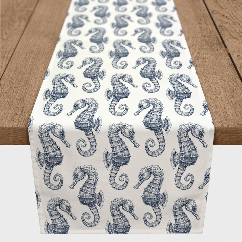 Chemin de table lapin Savarese, L 90 po x l 16 po, Marine, Imprimé animal 1