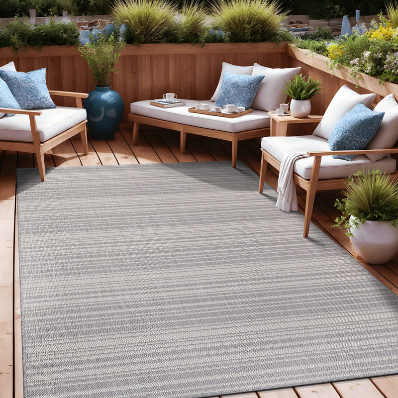 Tapis intérieur / extérieur gris Waikiki, Rectangle 4 pi x 6 pi